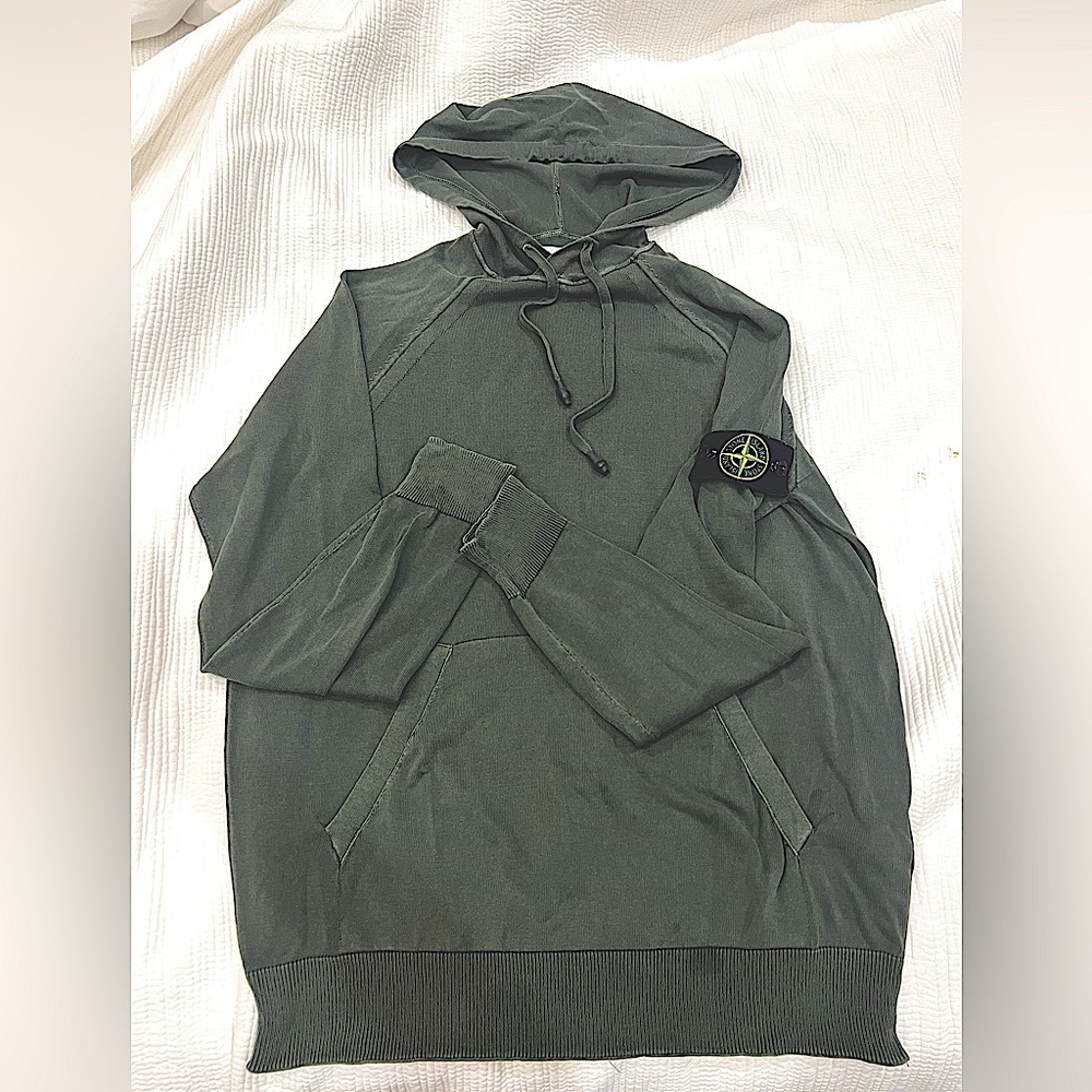 Stone Island sage fine knitted hoodie